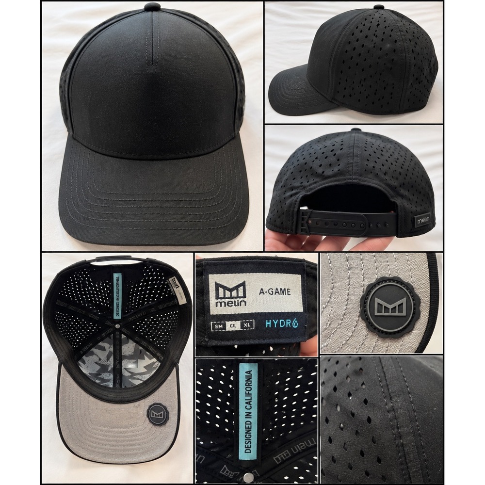Melin A-Game Hydro Black Performance Snapback Hat Classic Size